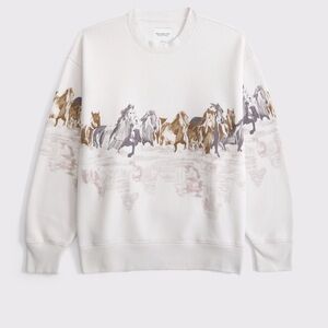 Abercrombie & Fitch Horses Graphic Oversized Sunday Crew SOLD OUT